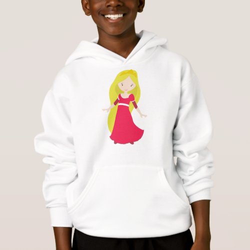 Cute Princess Crown Blonde Hair Red Dress Hoodie