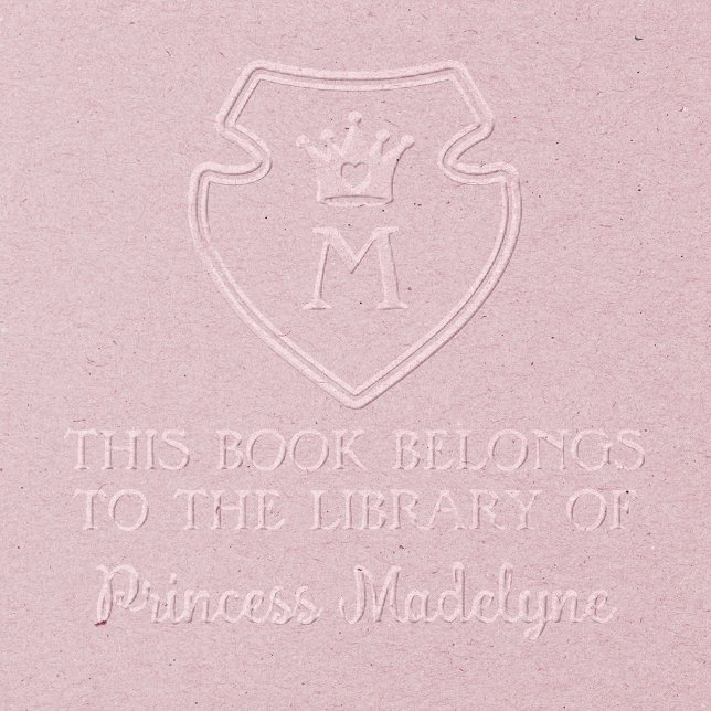 Cute Princess Crown Emblem Monogram Book Plate Embosser (Creator Uploaded)
