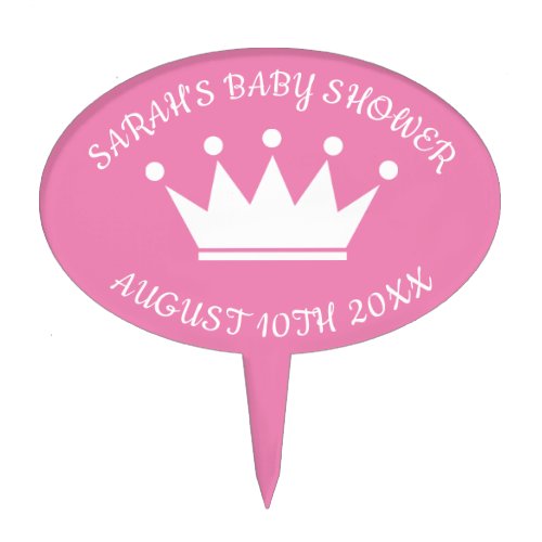 Cute princess crown girls baby shower cake topper