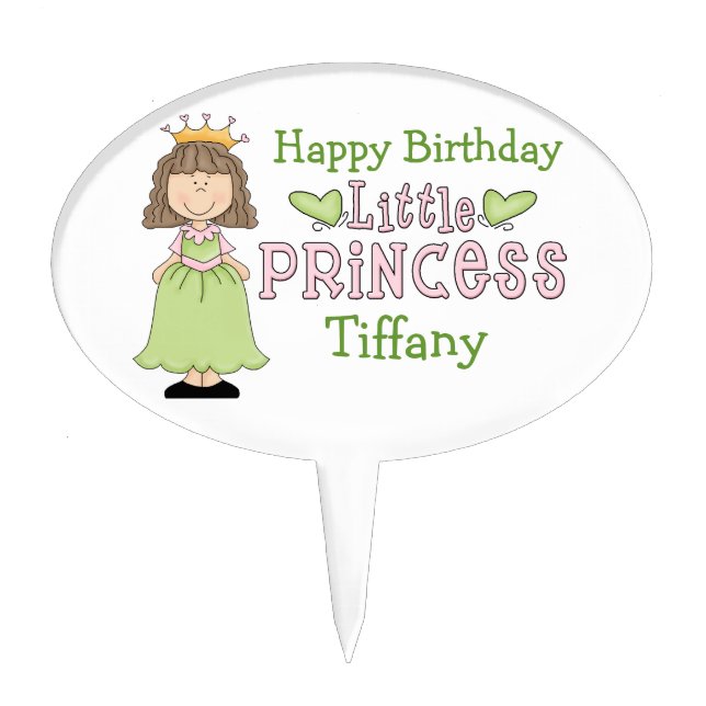 Cute Princess Custom Birthday Cake Pick (Front)