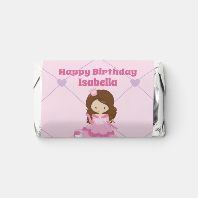 Cute Princess Custom Pink Kids Birthday Party Hershey's Miniatures (Front)