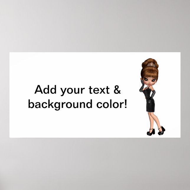 Cute Princess Diva Party Banner Poster (Front)