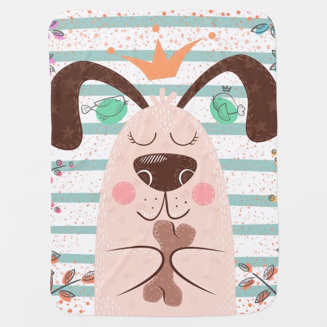 Cute Princess Dog Design Baby Blanket (Front)