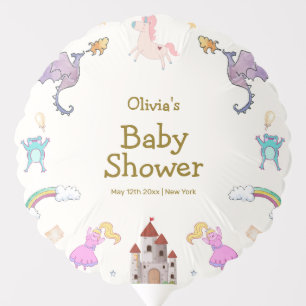 Cute Princess Dragon Unicorn Baby Shower Balloon