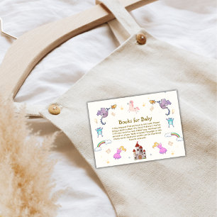 Cute Princess Dragon Unicorn Books For Baby Shower Enclosure Card