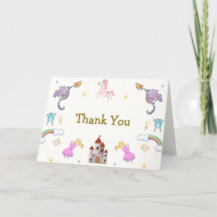 Cute Princess Dragon Unicorn Castle Baby Shower Letterpress Thank You Card