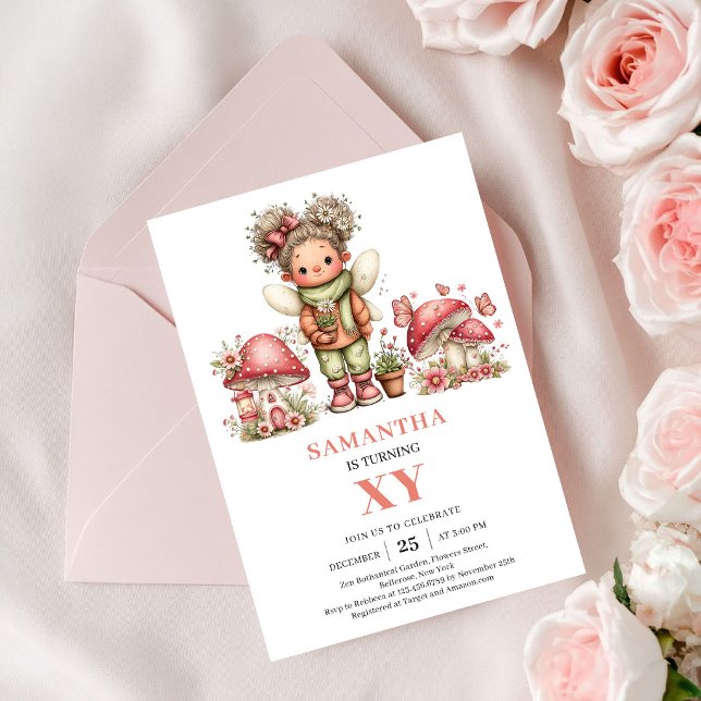 Cute Princess Fairy 1st Birthday Pink Invitation (Cute Princess Fairy 1st Birthday Pink Invitation)