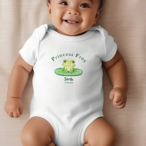 Cute Princess Frog Personalized  Baby Bodysuit