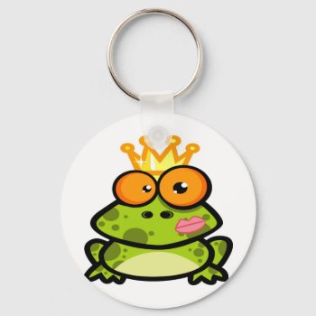 Cute Princess Frog With Golden Crown Keychain by esoticastore at Zazzle