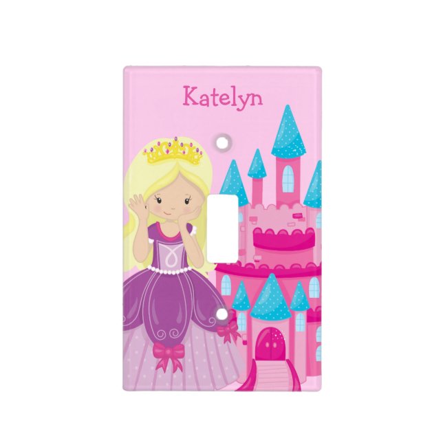 Cute Princess Girl Bedroom Pink Purple Custom Kids Light Switch Cover (Front)