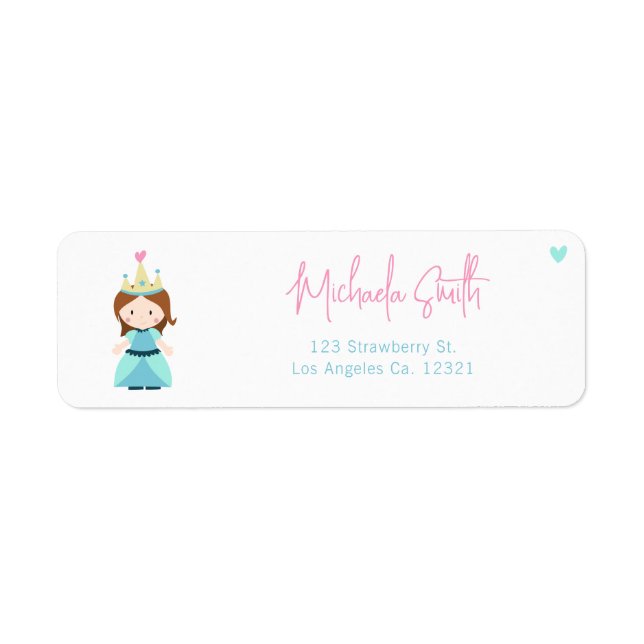 Cute Princess Girl Birthday Return Address Label (Front)
