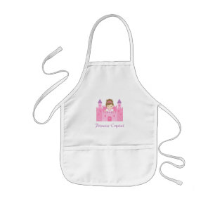 Cute Princess Girl in Pink Castle Kids' Apron