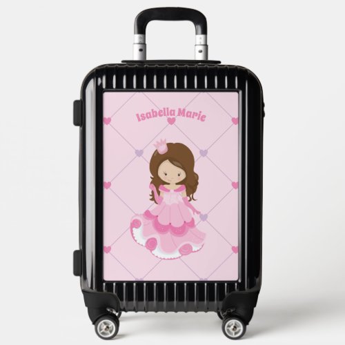 Cute Princess Girl Pink Customizable Kids Luggage