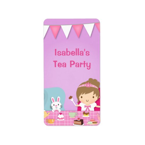 Cute Princess Girl Tea Party Birthday Label