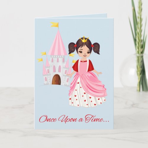 Cute Princess Granddaughter Valentine Brunette Holiday Card