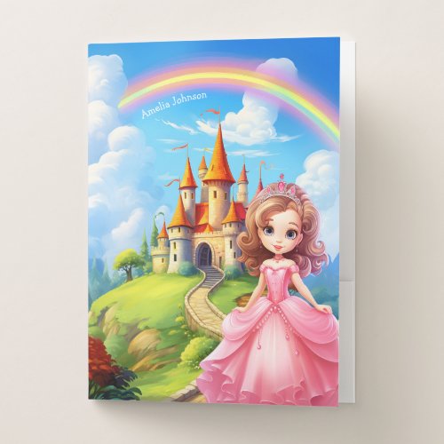 Cute Princess in a Fairy Tale Castle Personalized Pocket Folder