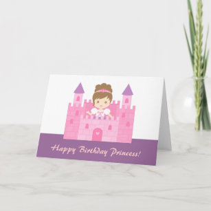 Cute Princess in Castle Girl Happy Birthday Card