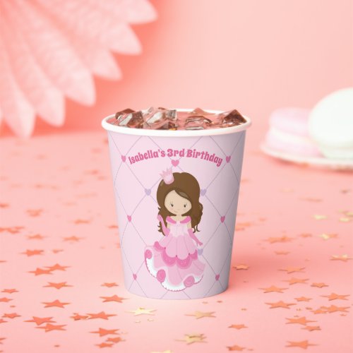 Cute Princess Pink Custom Birthday Girl Party Paper Cups