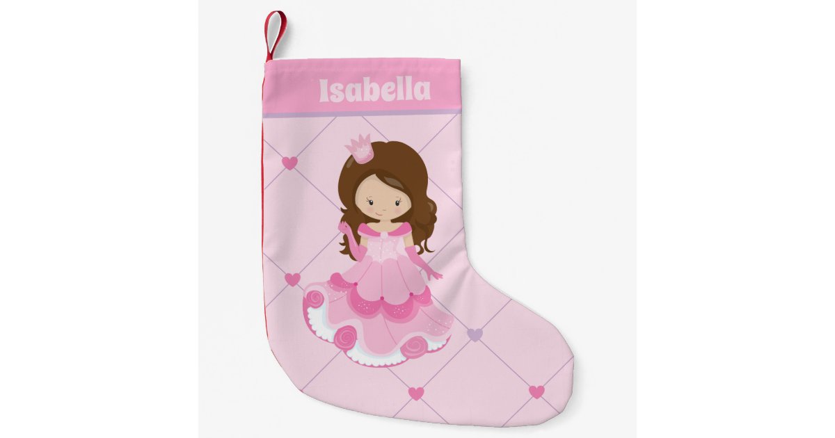 Cute Princess Pink Hearts Little Girl Monogram Small Christmas Stocking Zazzle