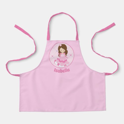 Cute Princess Pink Purple Hearts Girls Monogram Apron