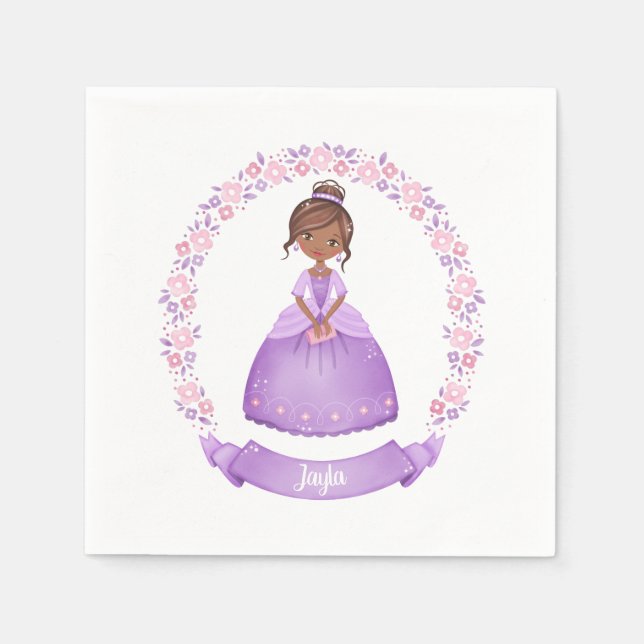 Cute Princess Purple Ethnic Personalized Napkins (Front)