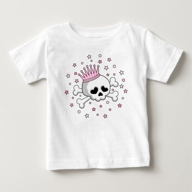 Cute Princess Skull Baby T-Shirt (Front)