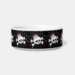 Cute Princess Skull Bowl<br><div class="desc">Cute princess skull and crossbones is a cute design for your cat's bowl.</div>