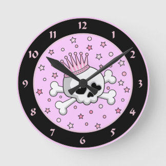 Cute Princess Skull Round Clock