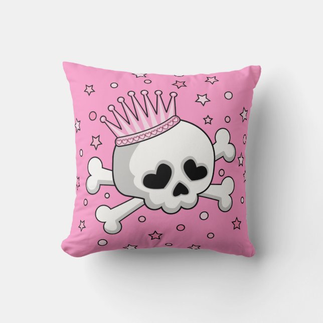 Cute Princess Skull Throw Pillow (Front)