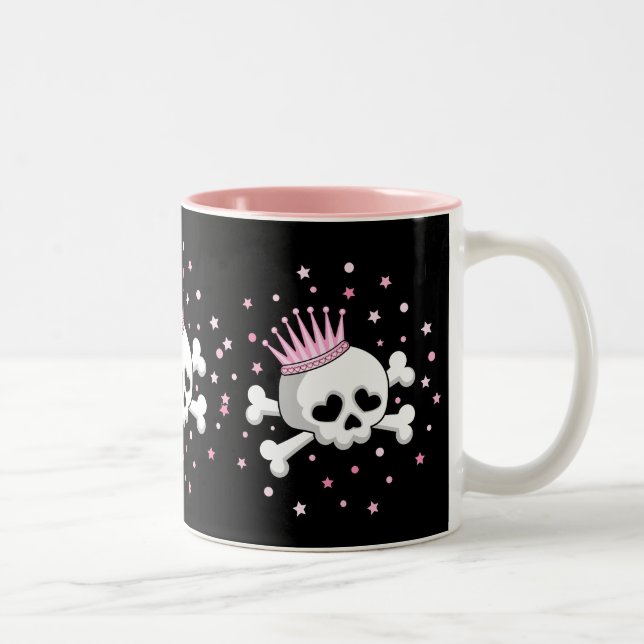 Cute Princess Skull Two-Tone Coffee Mug (Right)