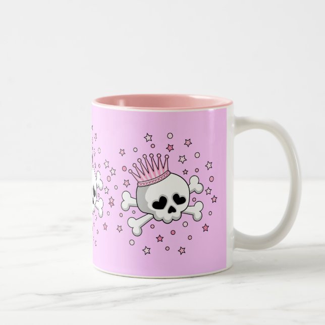 Cute Princess Skull Two-Tone Coffee Mug (Right)