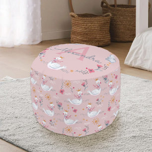 Cute princess swan pink kids pouf