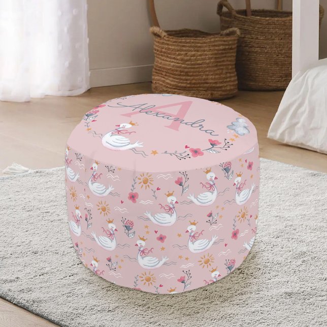 Cute princess swan pink kids pouf (Creator Uploaded)