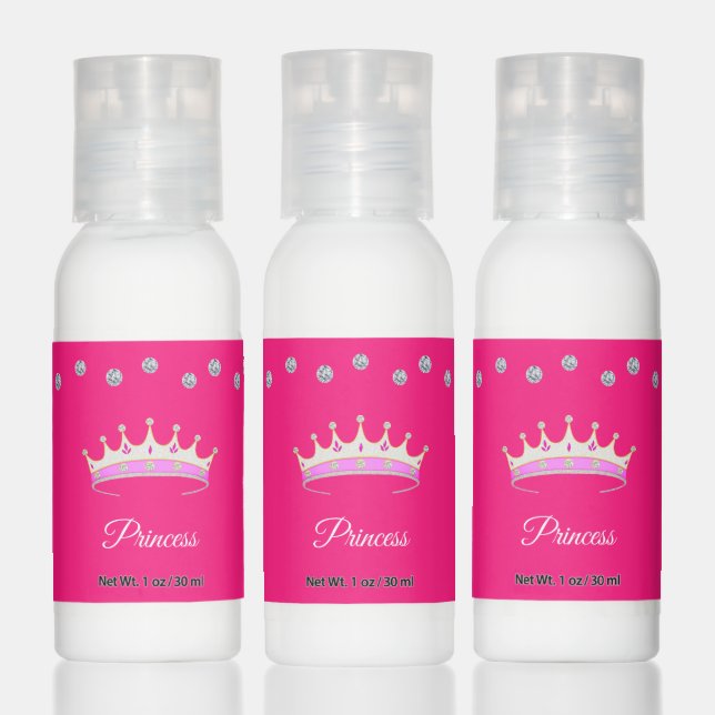 Cute princess tiara & diamonds on fuchsia pink hand lotion (Set)