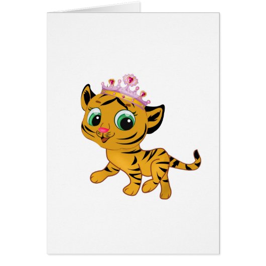 Cute Princess Tiger Tigress Tiara Gift Present Cards (Front)