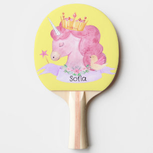 👑Cute Princess Unicorn Custom Name Ping Pong Paddle