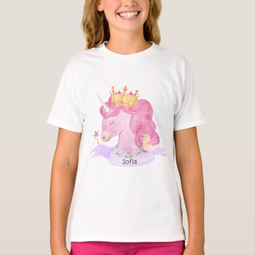 Cute Princess Unicorn Custom Name      T_Shirt