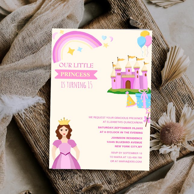 cute princess vibrant colorful unique quinceañera invitation (Creator Uploaded)