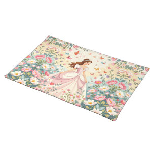 Cute princess with butterflies cloth placemat