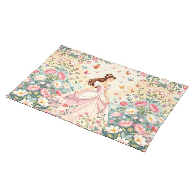 Cute princess with butterflies cloth placemat (On Table)