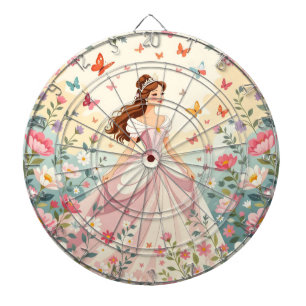 Cute princess with butterflies dart board