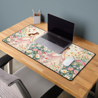 Cute princess with butterflies desk mat