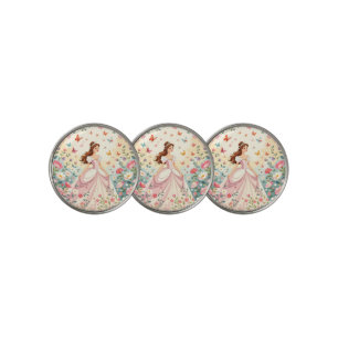 Cute princess with butterflies golf ball marker
