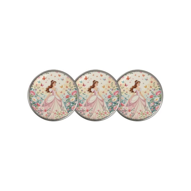 Cute princess with butterflies golf ball marker (3 Up)