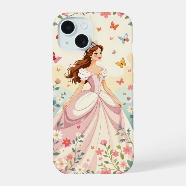Cute princess with butterflies iphone case (Back)