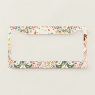 Cute princess with butterflies license plate frame