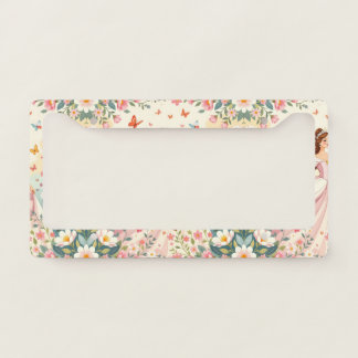 Cute princess with butterflies license plate frame