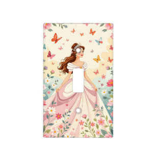 Cute princess with butterflies light switch cover