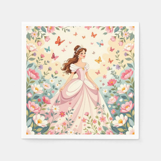 Cute princess with butterflies napkins (Front)