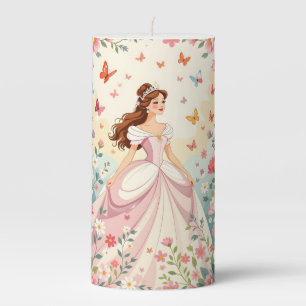 Cute princess with butterflies pillar candle